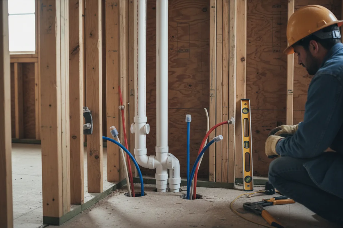 Drain and supply rough-in during Garbage Disposal Repair in Amo